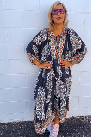 Classic Boho Dress - Aztec Black