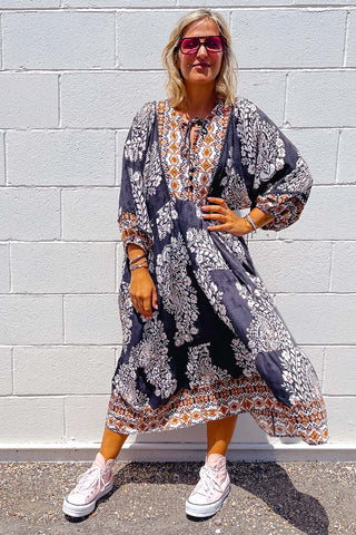 Classic Boho Dress - Aztec Black