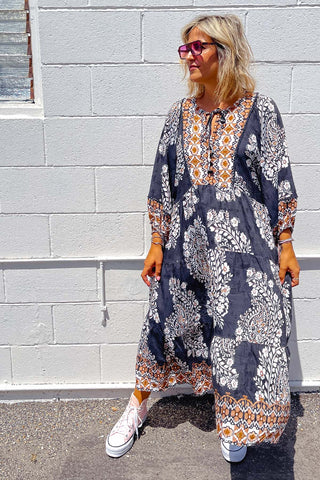 Classic Boho Dress - Aztec Black