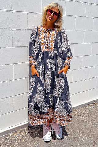 Classic Boho Dress - Aztec Black