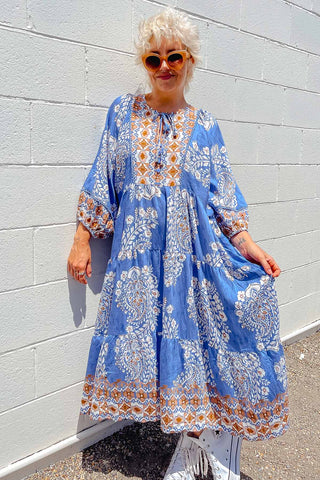 Classic Boho Dress - Aztec Blue