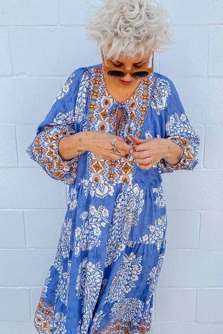 Classic Boho Dress - Aztec Blue