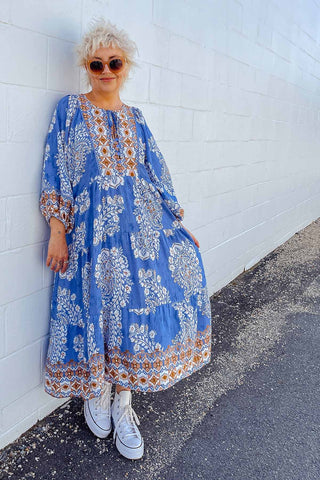 Classic Boho Dress - Aztec Blue