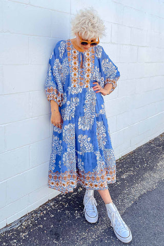Classic Boho Dress - Aztec Blue