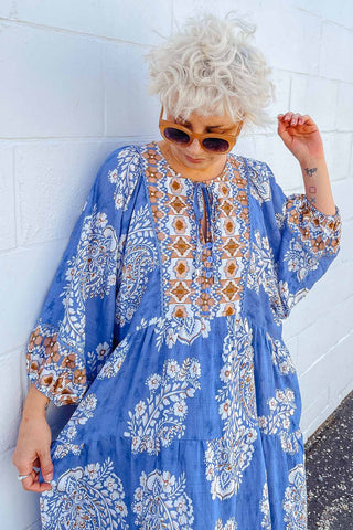 Classic Boho Dress - Aztec Blue