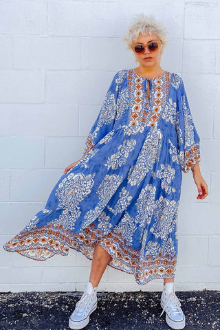 Classic Boho Dress - Aztec Blue