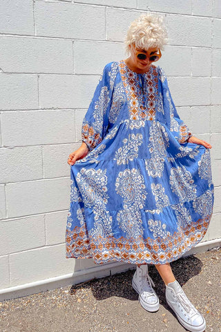 Classic Boho Dress - Aztec Blue