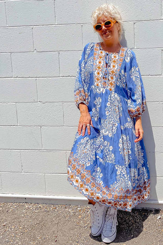 Classic Boho Dress - Aztec Blue