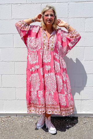 Classic Boho Dress - Aztec Pink