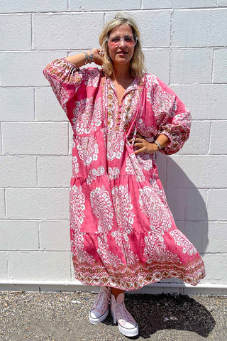 Classic Boho Dress - Aztec Pink