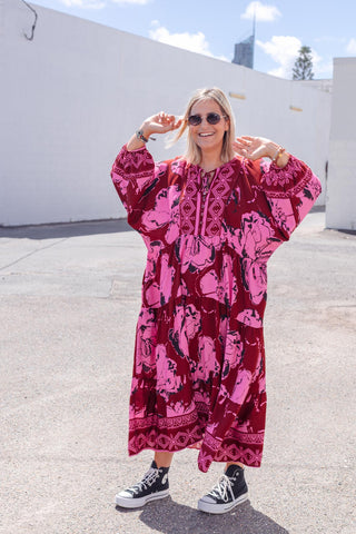 Classic Boho Dress - Merlot Floral