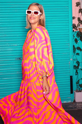 Classic Boho Dress - Pink Zebra