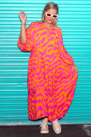 Classic Boho Dress - Pink Zebra