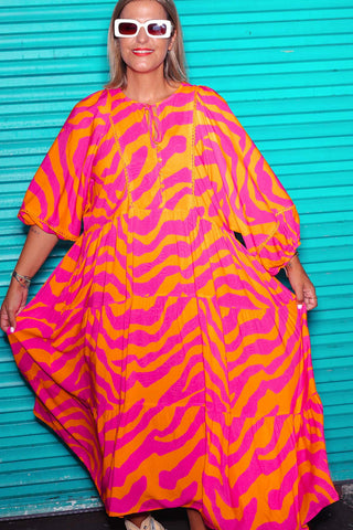 Classic Boho Dress - Pink Zebra