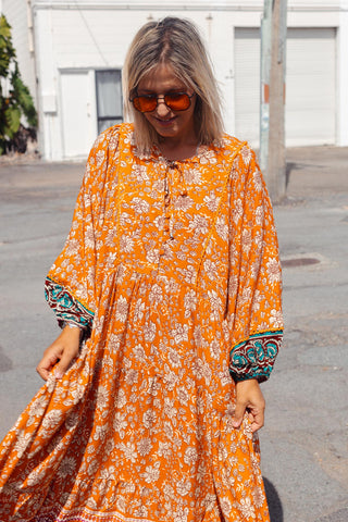 Classic Boho Dress - Rust Paisley