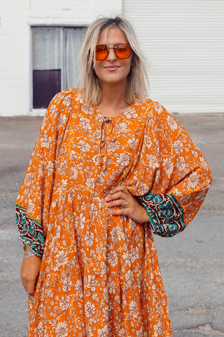 Classic Boho Dress - Rust Paisley