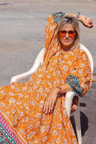 Classic Boho Dress - Rust Paisley