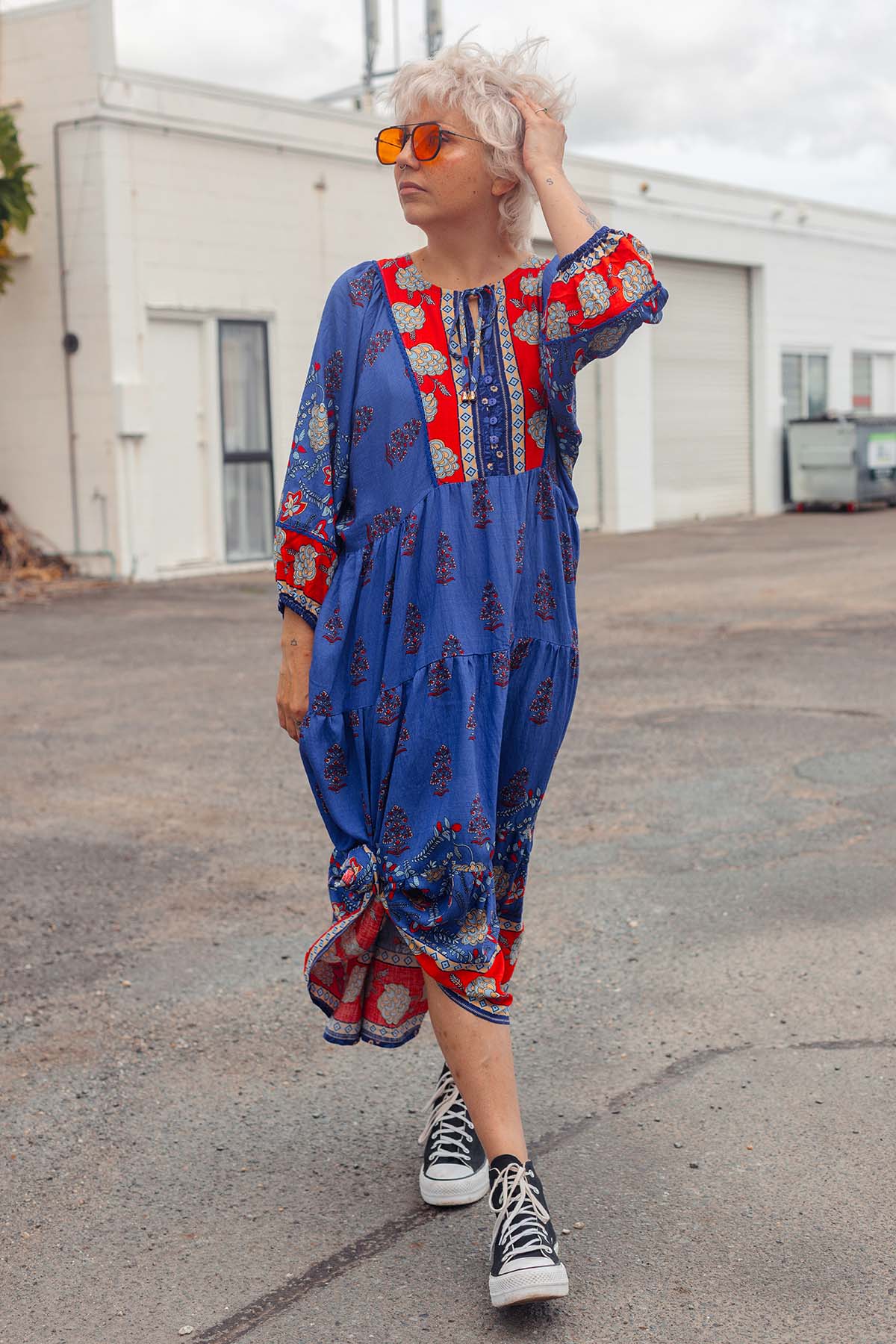 Classic Boho Dress Seraphina Blue – SHE STREET - Main Image