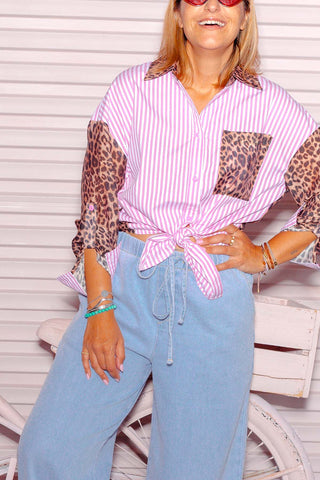 Classic Button-Up - Pink Leopard