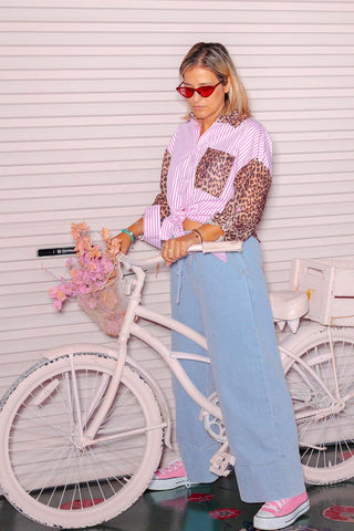 Classic Button-Up - Pink Leopard