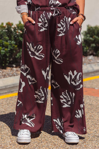 Classic Lounge Pants - Burgundy Bloom