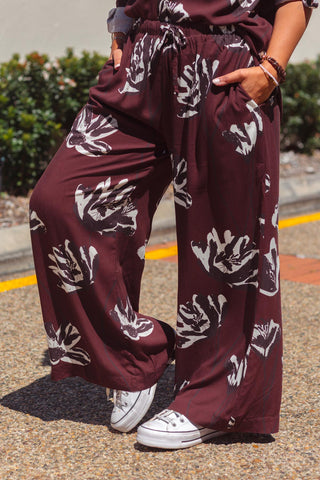 Classic Lounge Pants - Burgundy Bloom