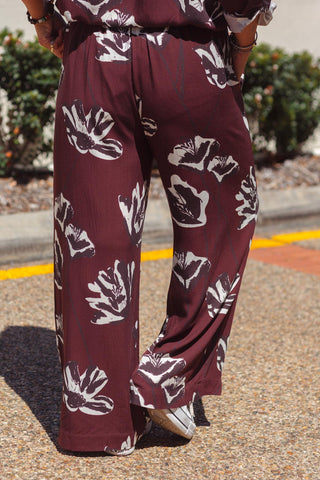 Classic Lounge Pants - Burgundy Bloom