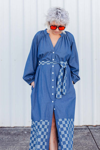 Denim Checkers Dress - Classic