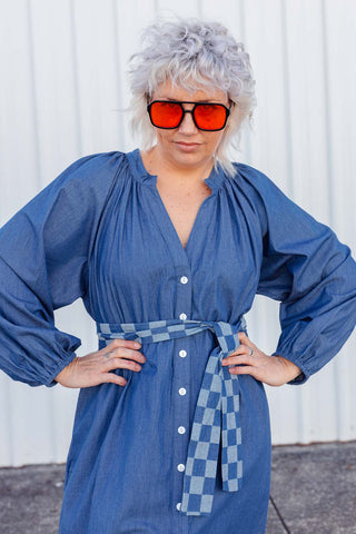 Denim Checkers Dress - Classic