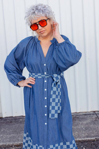 Denim Checkers Dress - Classic