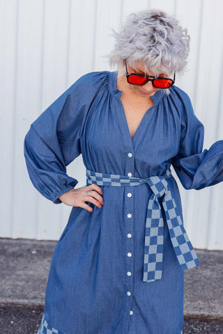 Denim Checkers Dress - Classic