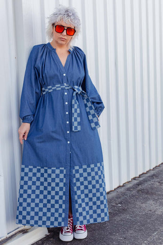 Denim Checkers Dress - Classic