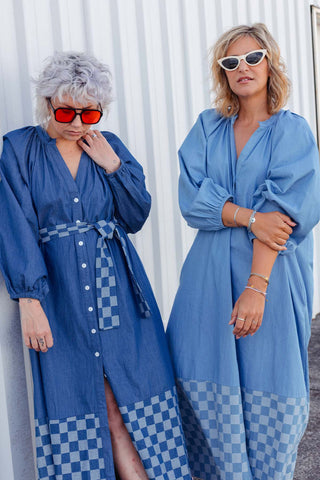 Denim Checkers Dress - Classic