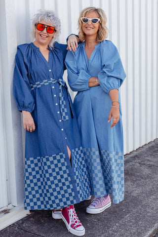 Denim Checkers Dress - Classic