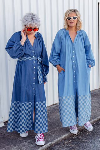 Denim Checkers Dress - Classic