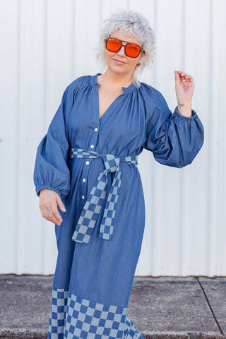 Denim Checkers Dress - Classic