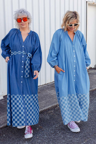 Denim Checkers Dress - Classic