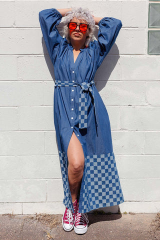 Denim Checkers Dress - Classic