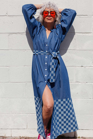 Denim Checkers Dress - Classic