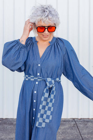 Denim Checkers Dress - Classic