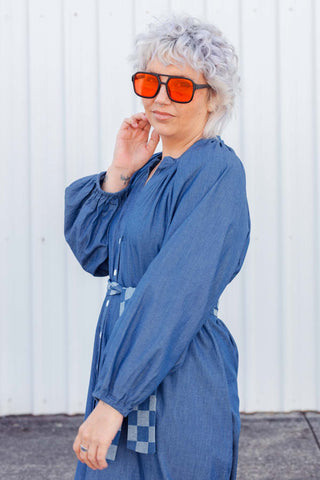 Denim Checkers Dress - Classic