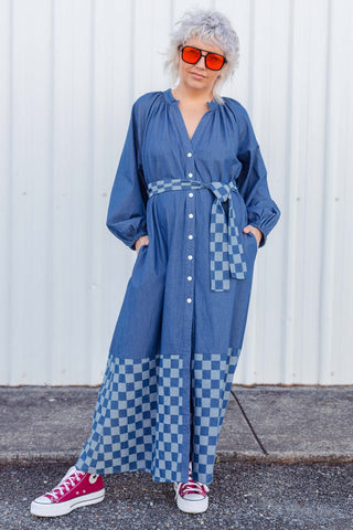Denim Checkers Dress - Classic