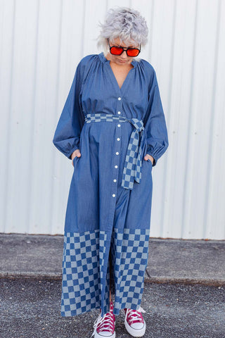 Denim Checkers Dress - Classic