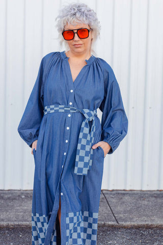 Denim Checkers Dress - Classic