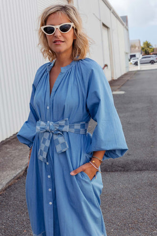 Denim Checkers Dress - Light