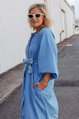 Denim Checkers Dress - Light