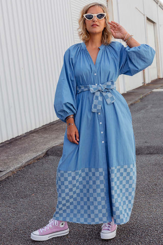 Denim Checkers Dress - Light