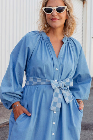 Denim Checkers Dress - Light