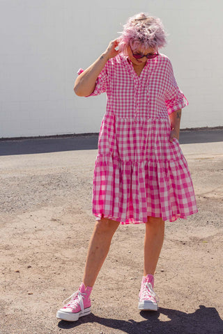 Effie Dress - Pink Gingham