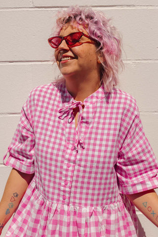Effie Dress - Pink Gingham